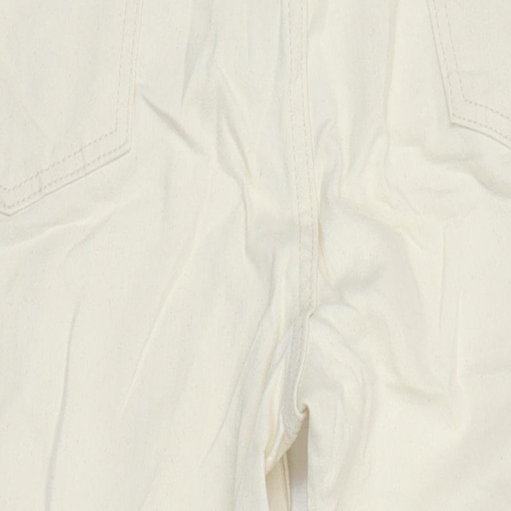 M&S Womens Ivory Cotton Tapered Jeans Size 18 L25 in Regular