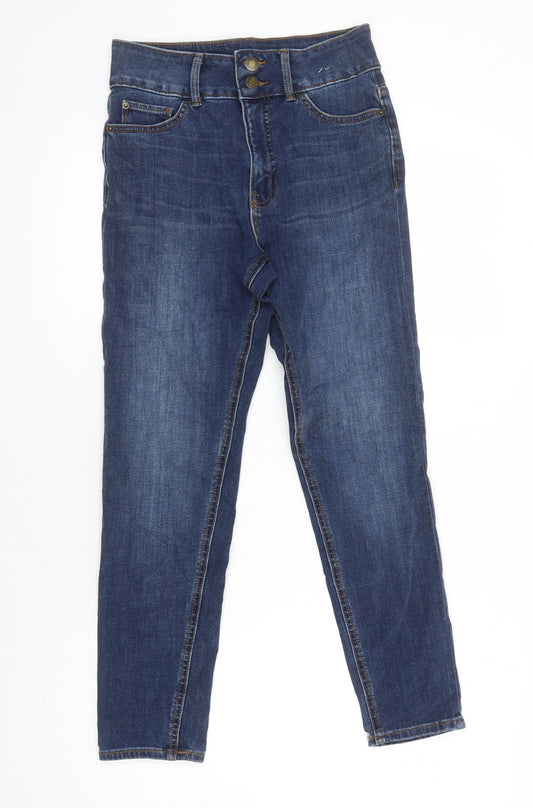 Marks & Spencer Womens Blue Cotton Tapered Jeans Size 8 L25 in Regular