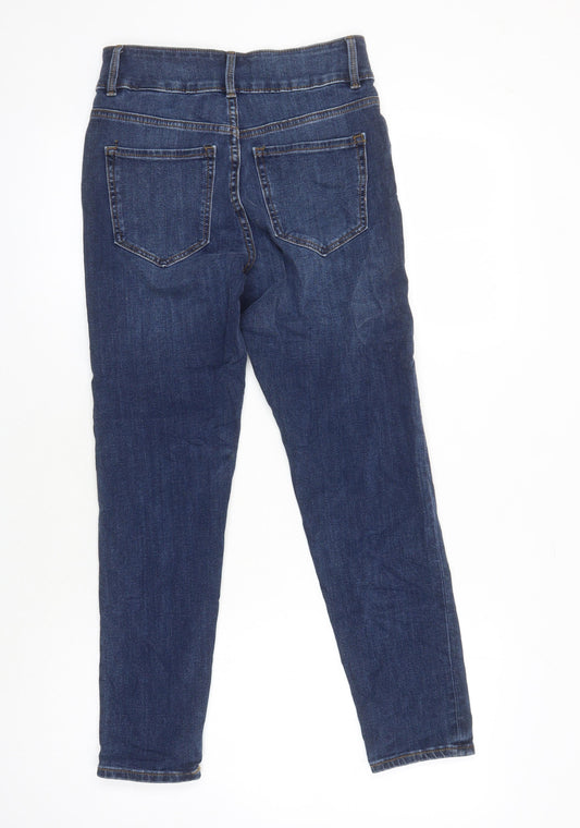 M&S Womens Blue Cotton Tapered Jeans Size 8 L25 in Regular