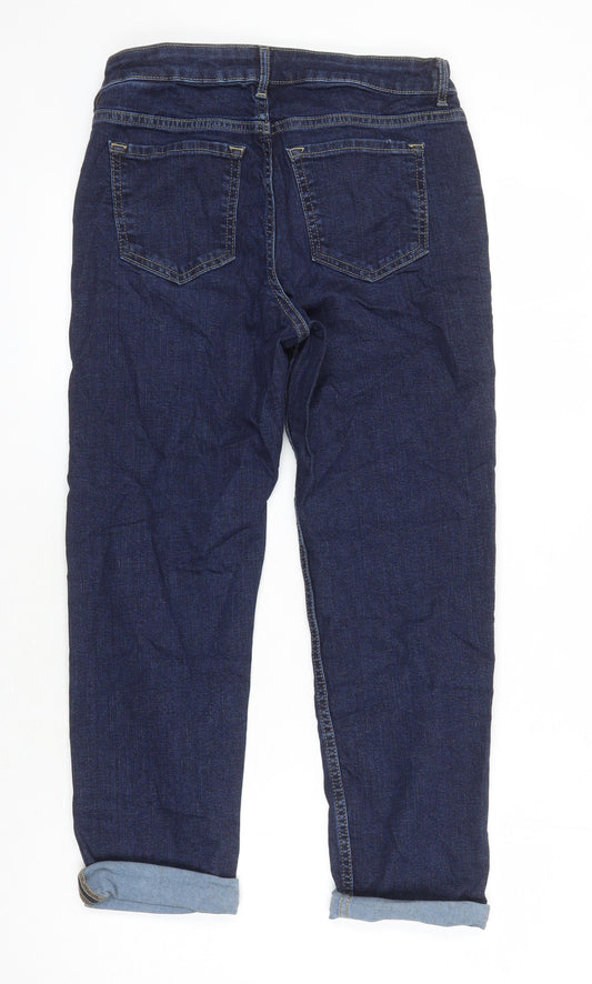 M&S Womens Blue Cotton Straight Jeans Size 8 L22 in Regular