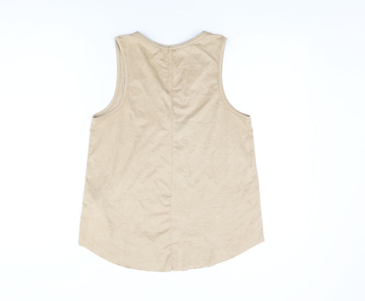 Womens UK Size S Stradivarius Beige Basic T-Shirt