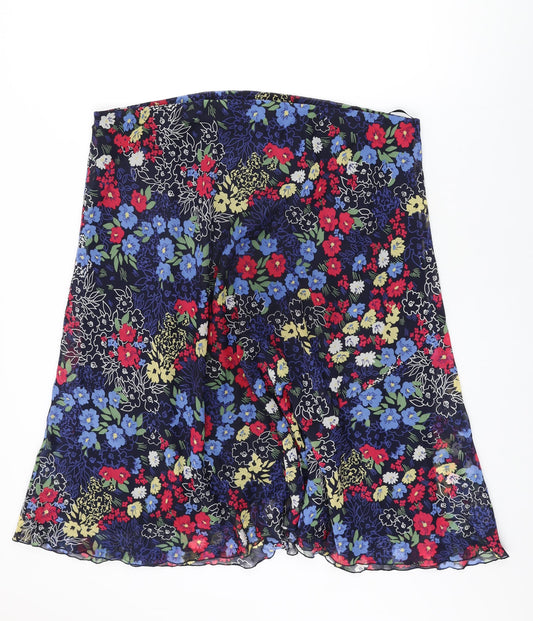 Isle Womens Blue Floral Polyester Swing Skirt Size 24