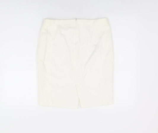 Mango Womens White Polyester Straight & Pencil Skirt Size 12 Zip