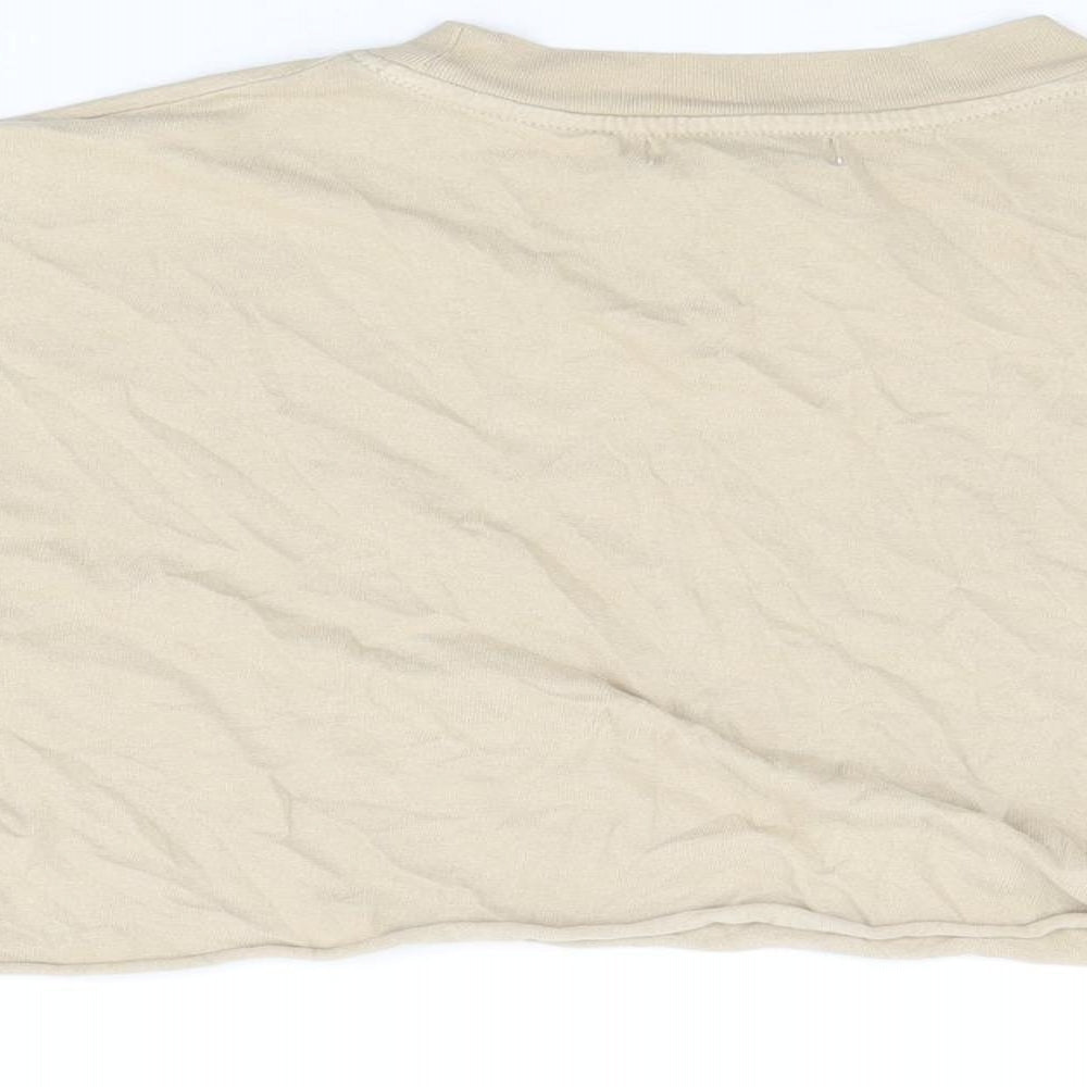 Womens UK Size 6 Topshop Beige Cropped T-Shirt