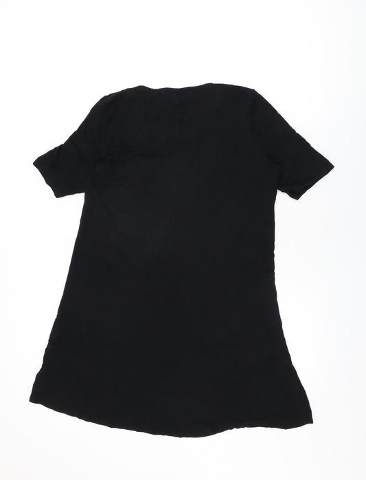 Marks and Spencer Womens Black Viscose Shift Size 14 Round Neck Pullover