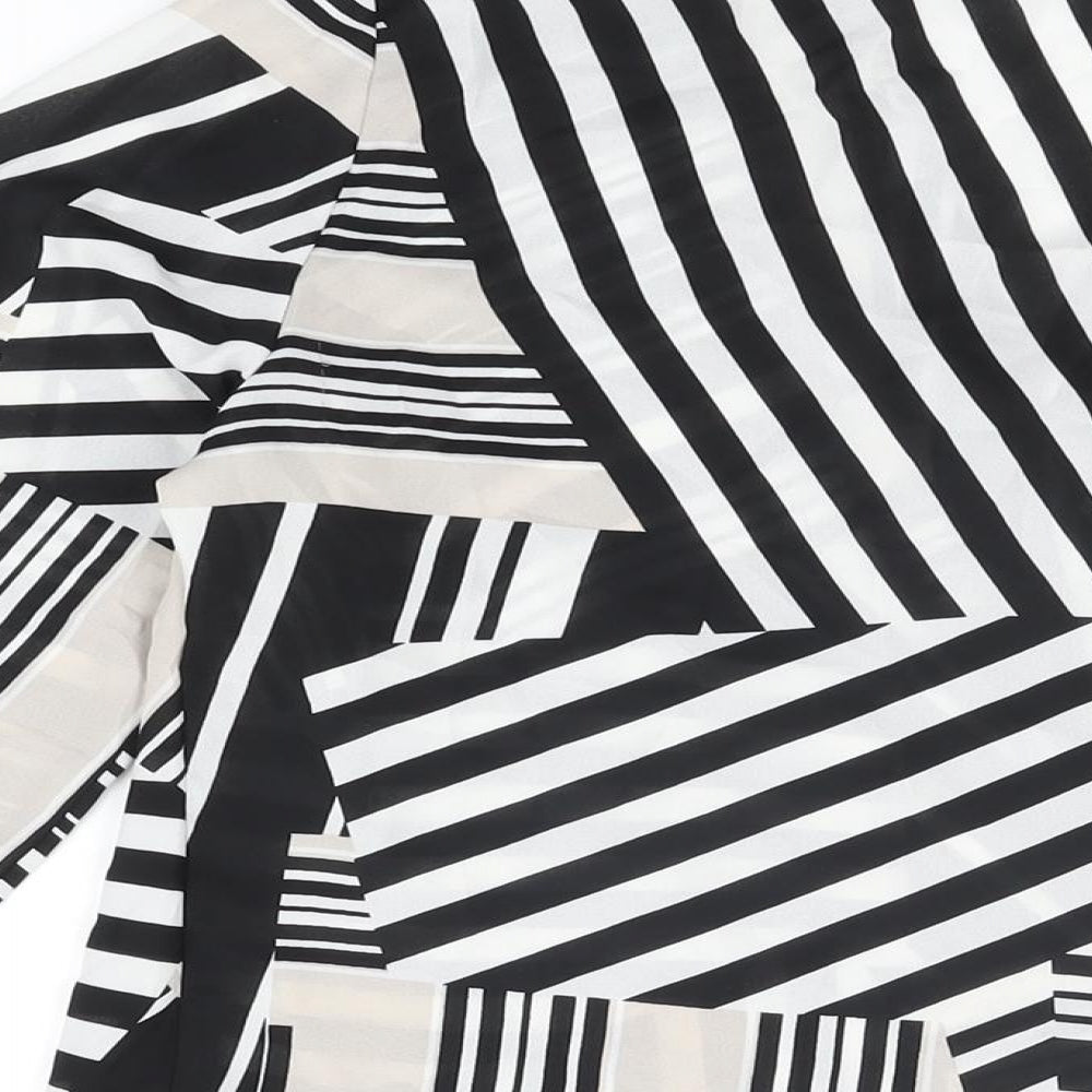 M&Co Womens Multicoloured Geometric Polyester Basic Blouse Size 10 V-Neck