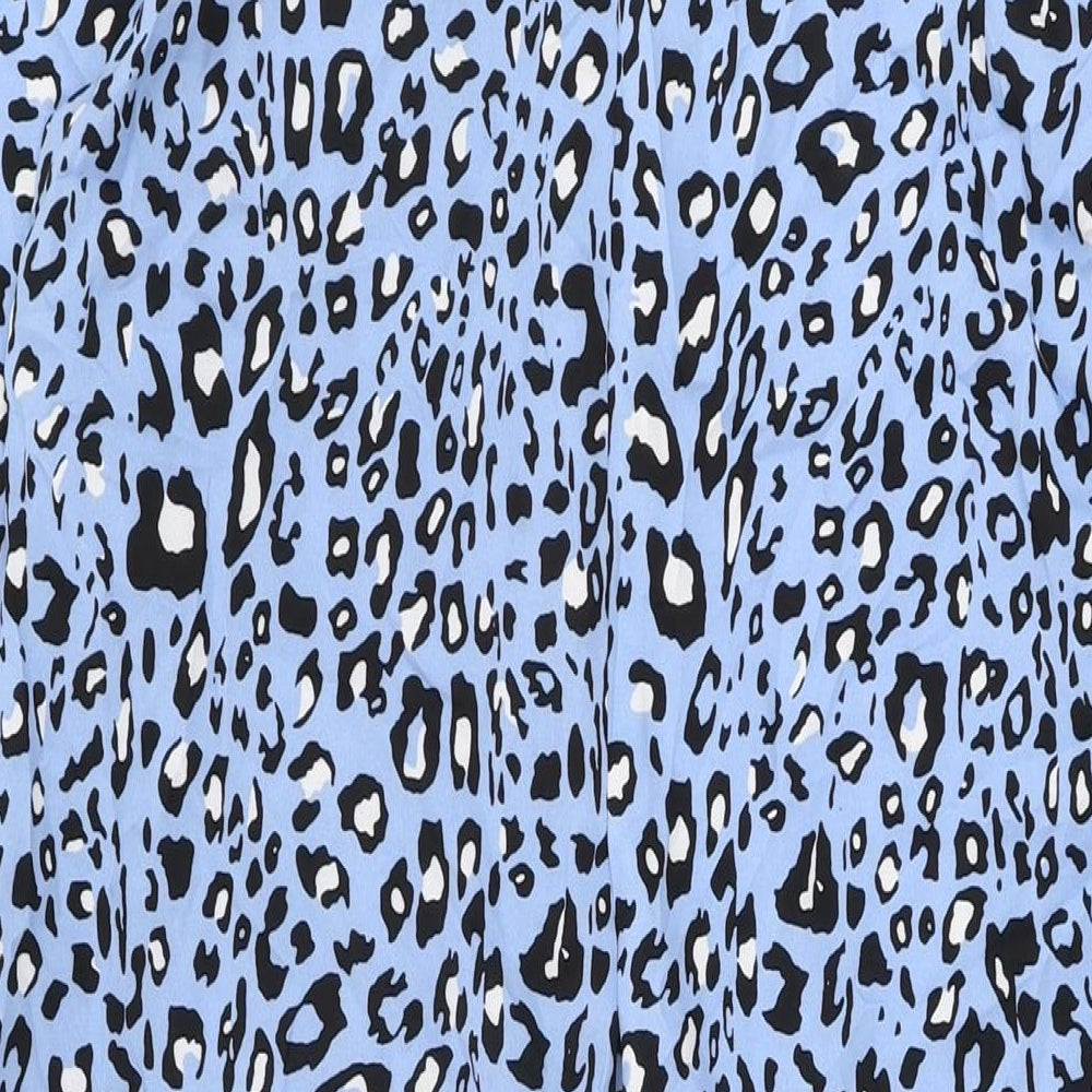Sarta Womens Blue Animal Print Viscose Shirt Dress Size S Collared Button