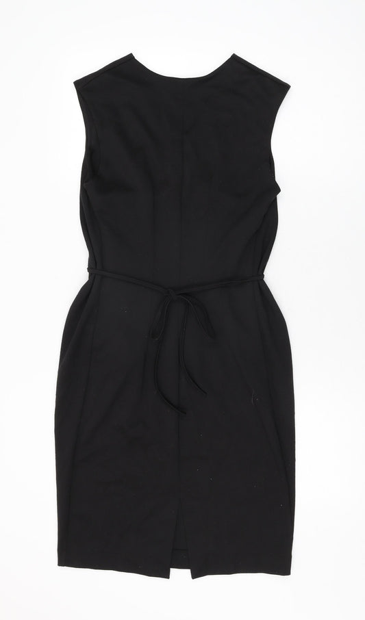 James Lakeland Womens Black Polyester Bodycon Size 14 V-Neck Tie