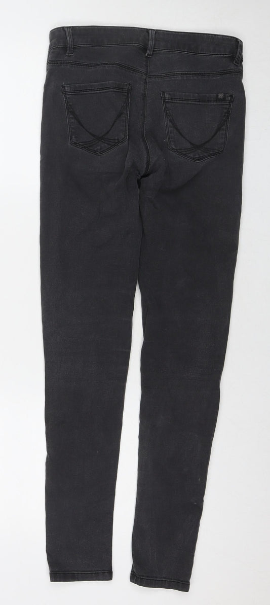 Oasis Womens Grey Cotton Skinny Jeans Size 8 L29 in Regular Zip