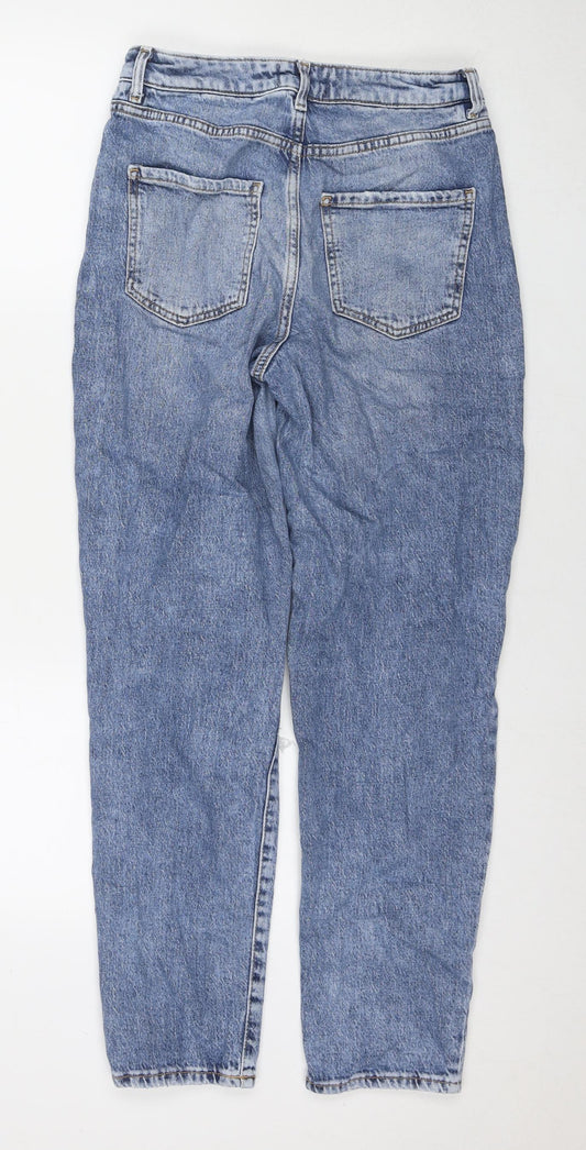 New Look Womens Blue Polyester Blend Mom Jeans Size 8 L29 in Regular Zip
