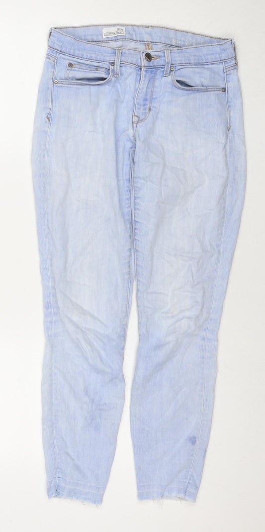 Womens UK Size 14 Gap Regular Fit Cropped Blue Jeans