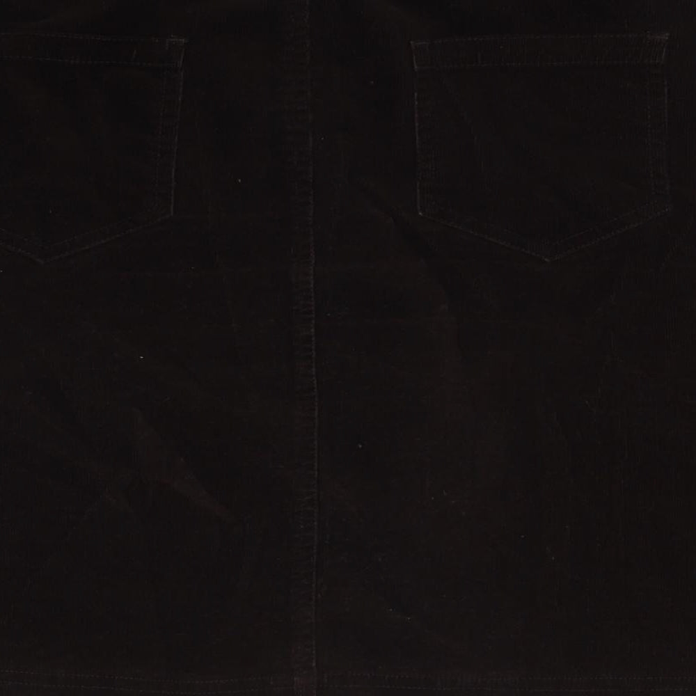 John Lewis Womens Brown Cotton A-Line Skirt Size 14 Zip