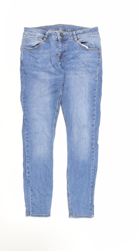 Additional front view of ASOS women’s blue cotton skinny jeans, size UK 30, in, 28-inch leg regular zip