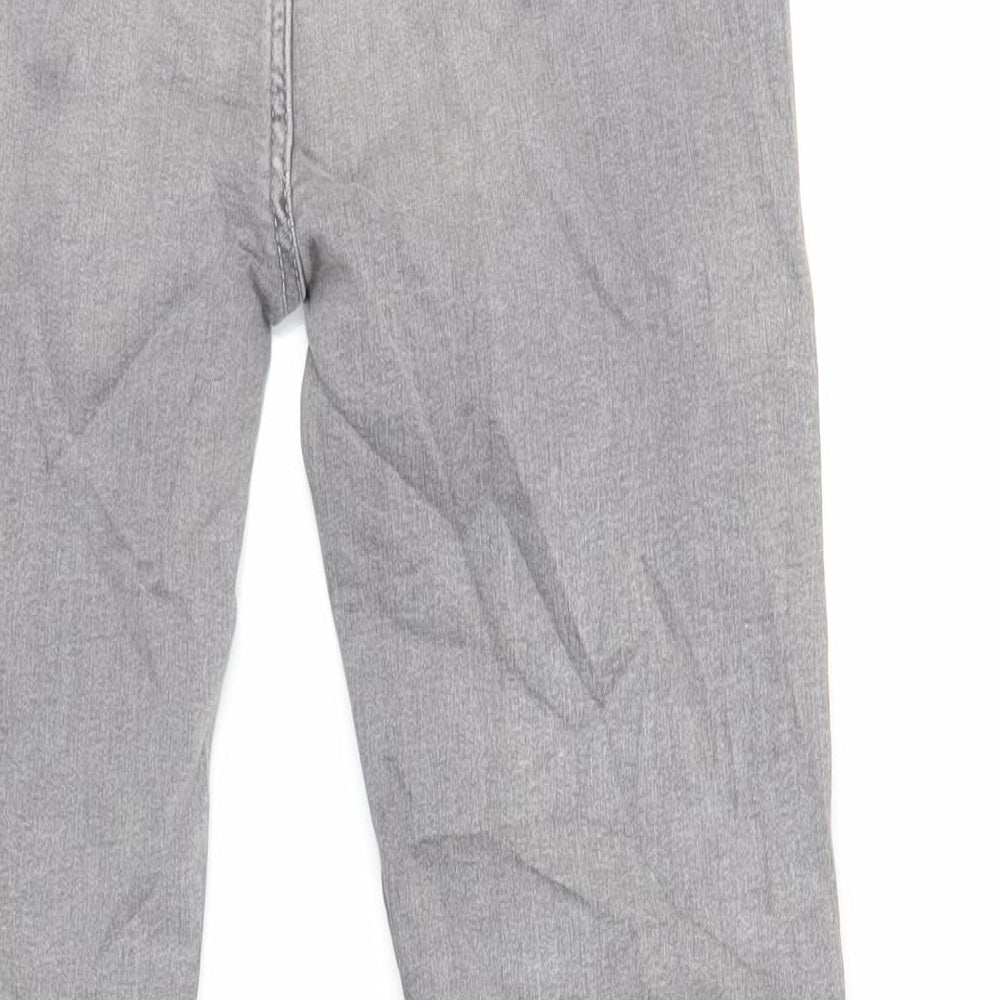 Marks and Spencer Girls Grey Cotton Skinny Jeans Size 13-14 Years Regular Button - Raw Hem