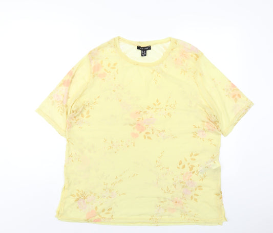 Womens UK Size 16 New Look Yellow Basic T-Shirt