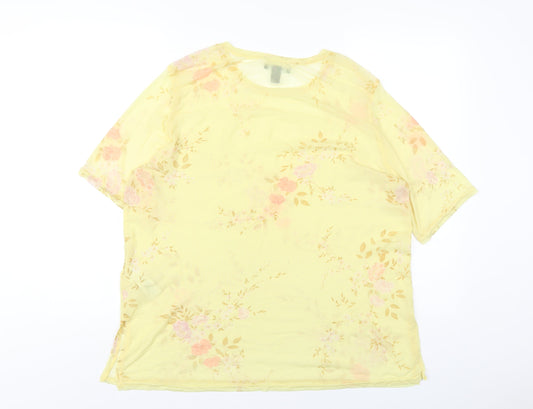 Womens UK Size 16 New Look Yellow Basic T-Shirt