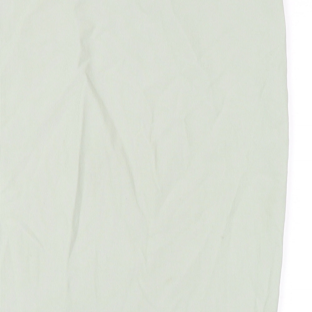 Brand and care label for In the Style women’s green polyester straight & pencil skirt, size UK 14