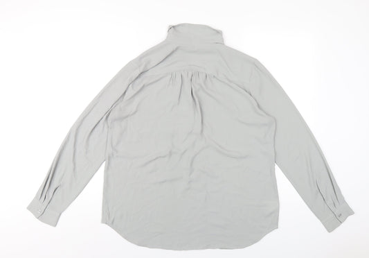 Ann Taylor Womens Grey Polyester Basic Blouse Size M Collared