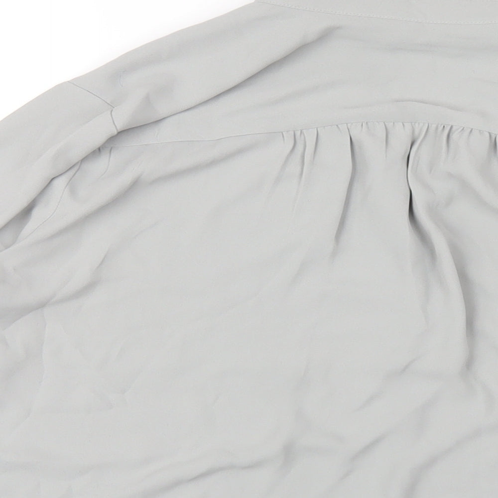 Ann Taylor Womens Grey Polyester Basic Blouse Size M Collared