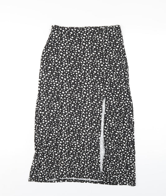 Womens UK Size 8 Boohoo Black A-Line Skirt