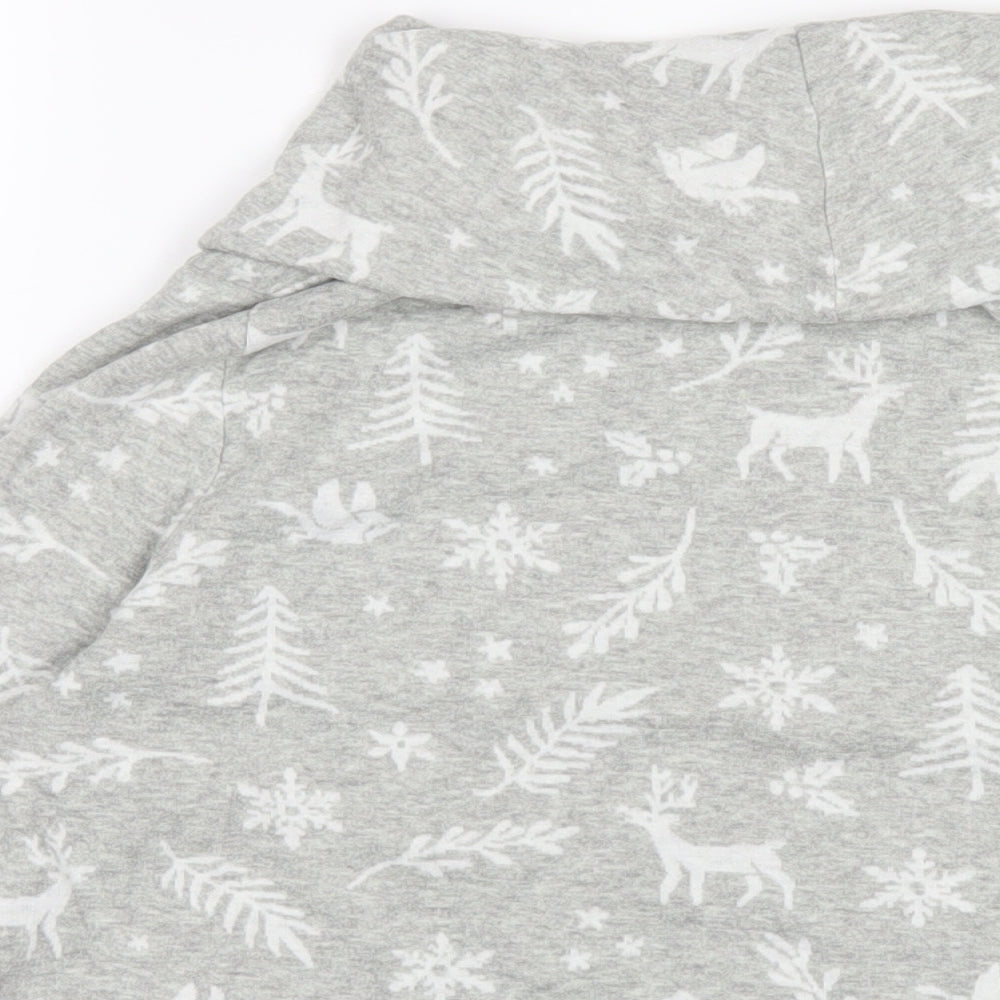 EWM Womens Grey Geometric Polyester Basic T-Shirt Size 14 Roll Neck - Christmas