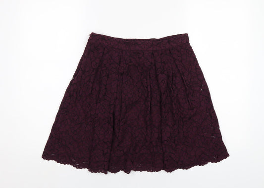 H&M Womens Purple Cotton A-Line Skirt Size 10 Zip