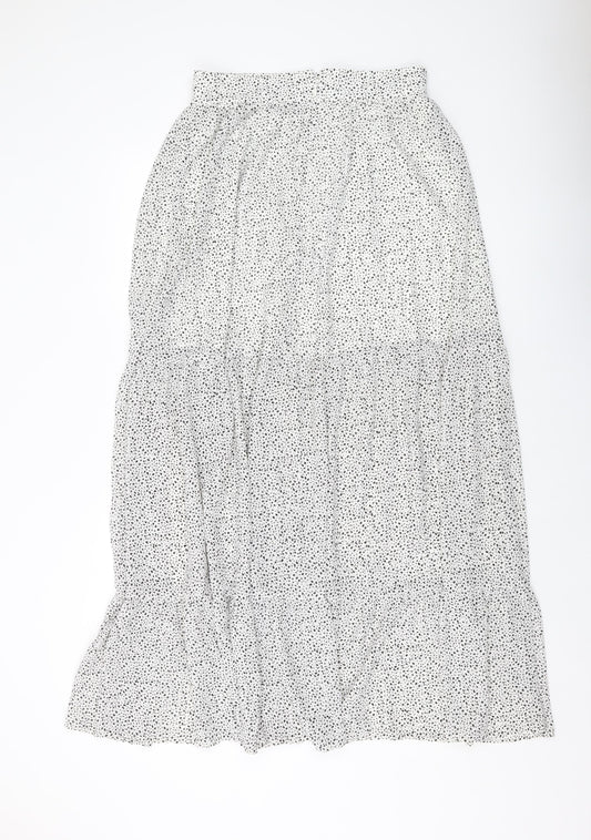 H&M Womens White Geometric Polyester A-Line Skirt Size 30 in Zip