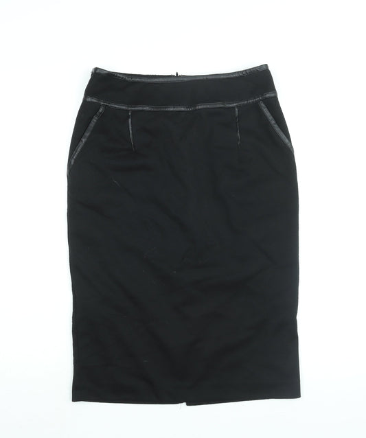 Simon Jefferey Womens Black Polyester Straight & Pencil Skirt Size 12 Zip