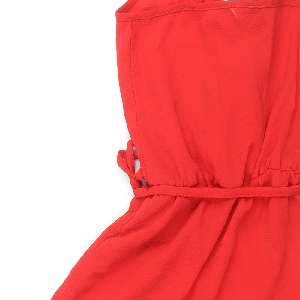 Divided by H&M Womens Red Polyester Wrap Dress Size 4 V-Neck Pullover - Frill