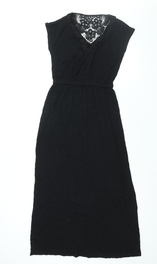 Dorothy Perkins Womens Black Polyester Maxi Size 10 V-Neck Pullover