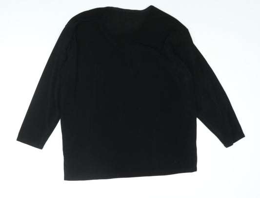 Womens UK Size 16 Design Essentials Black Basic Blouse