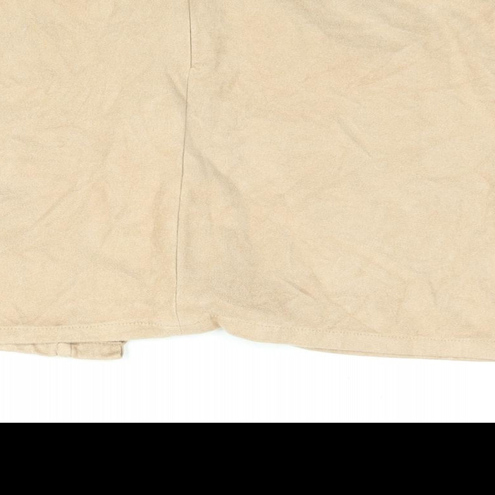 Misspap Womens Beige Polyester Mini Skirt Size M Zip - Lace Up Detail