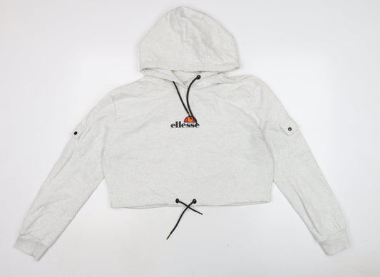Additional front view of Ellesse women’s grey cotton pullover hoodie, size UK 16