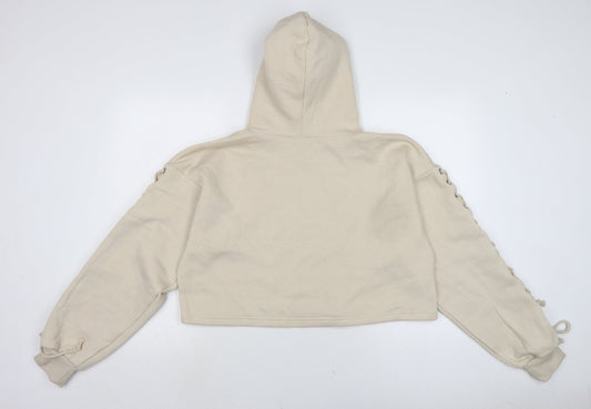 Boohoo Womens Beige Cotton Pullover Hoodie Size L