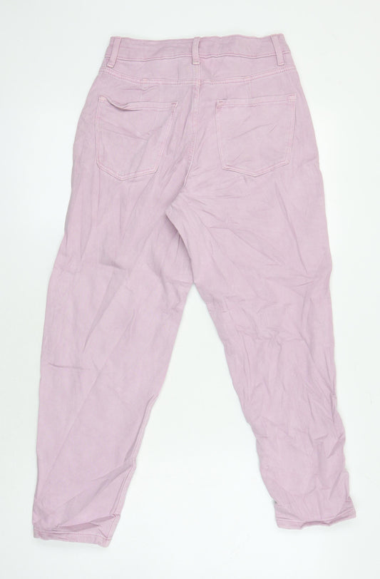 M&S Womens Orange Cotton Mom Jeans Size 6 L24.5 in Regular