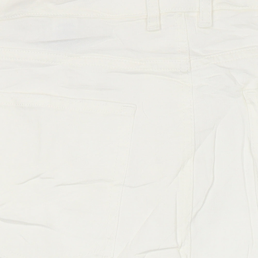 M&S Womens Ivory Cotton A-Line Skirt Size 20 in