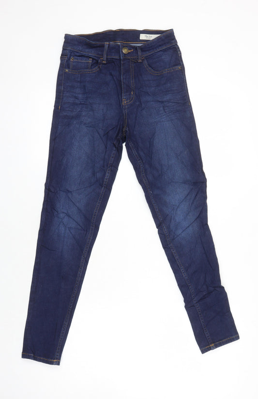 Marks & Spencer Womens Blue Cotton Skinny Jeans Size 6 L24.5 in Regular