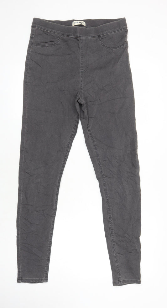 Marks & Spencer Womens Grey Herringbone Cotton Jegging Jeans Size 12 L28.5 in Regular - Elasticated Waist