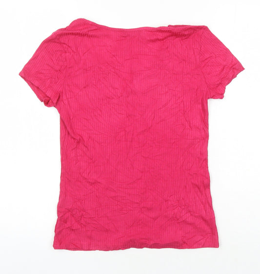M&S Womens Pink Viscose Basic T-Shirt Size 10 Sweetheart