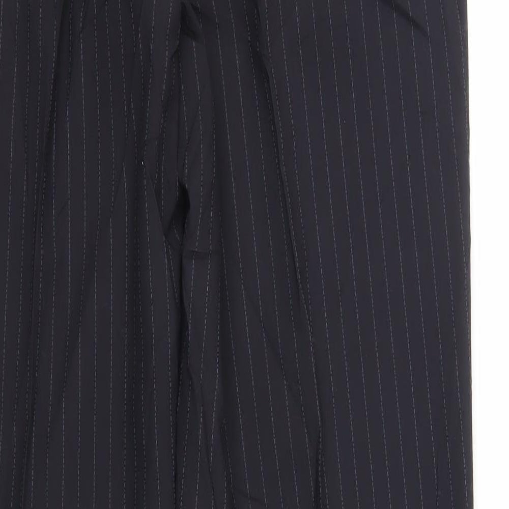 Marks and Spencer Mens Blue Striped Polyester Dress Pants Trousers Size 36 in L31 in Regular Zip