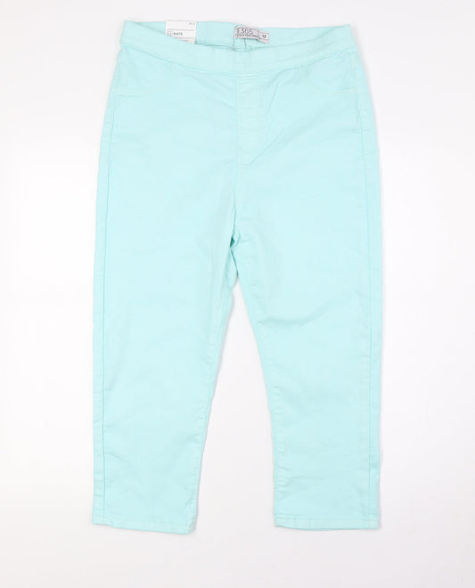 Womens UK Size 12 365 Denim Regular Fit Cropped Green Jeans