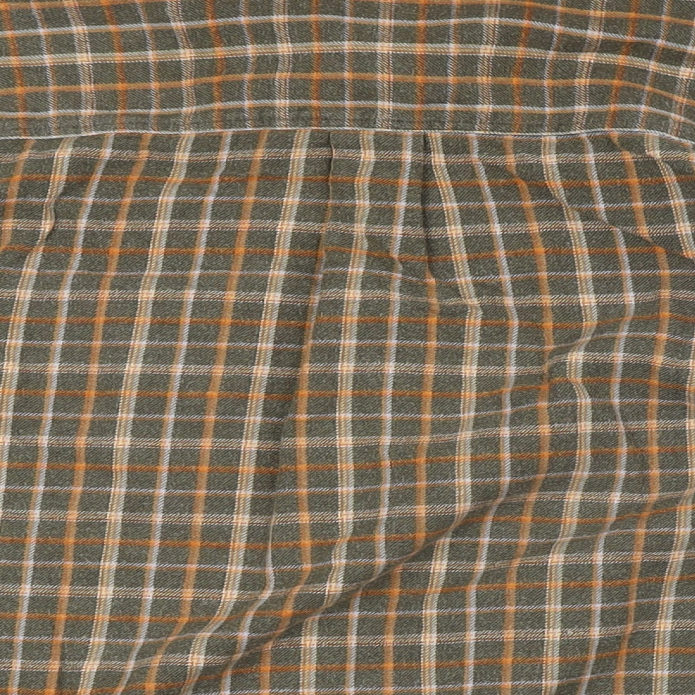 Crewfield Mens Green Check Cotton Button-Up Size M Collared Button