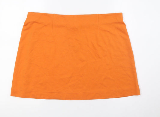 H&M Womens Orange Viscose A-Line Skirt Size XL
