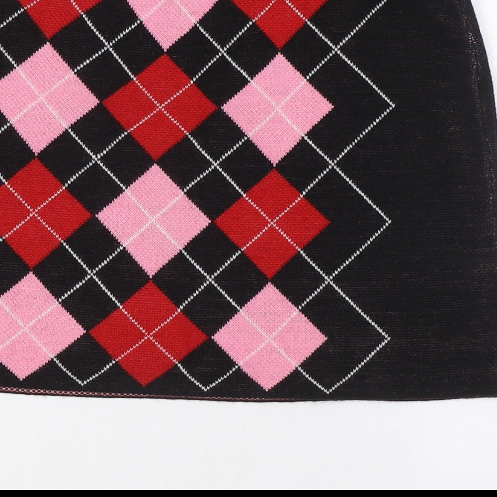 Divided by H&M Womens Black Argyle/Diamond Acrylic A-Line Skirt Size M - Elasticated Waist