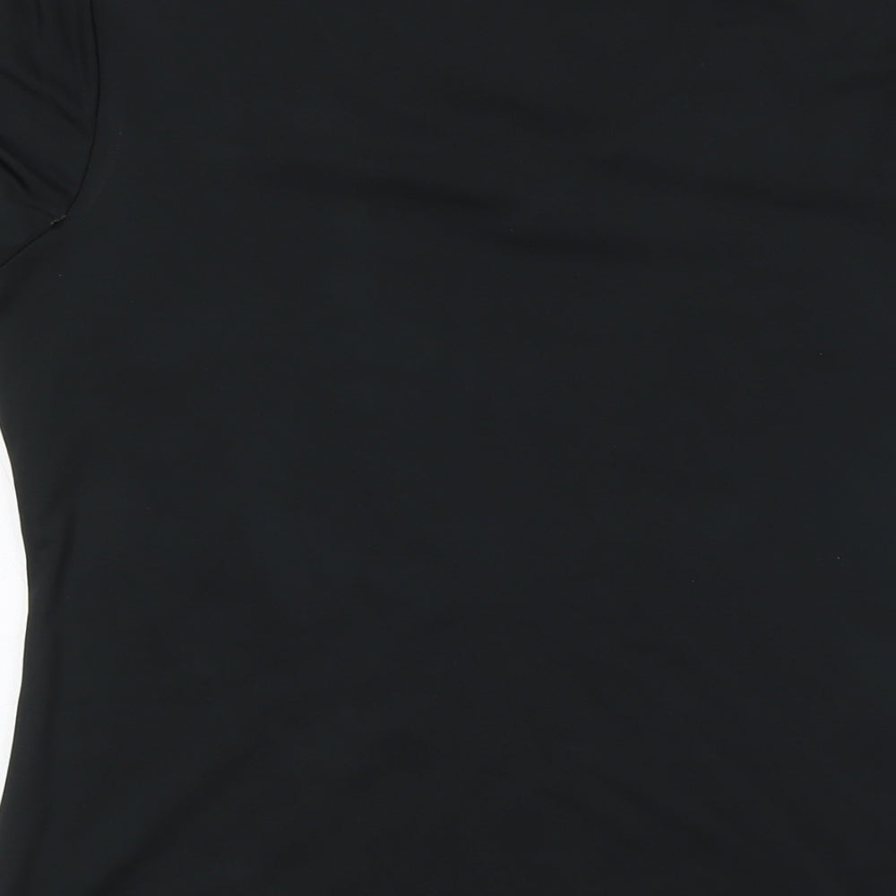 90 Degree Womens Black Polyester Basic T-Shirt Size L V-Neck