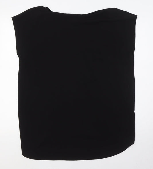 Wallis Womens Black Polyester Basic T-Shirt Size M V-Neck
