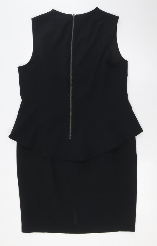 Very Womens Black Polyester A-Line Size 18 Round Neck Zip