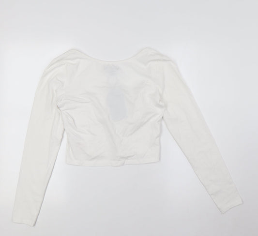Womens UK Size M Brave Soul White Cropped Button-Up