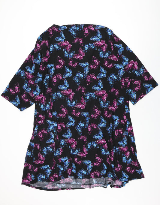 Capsule Womens Black Geometric Polyester Shift Size 30 V-Neck Pullover