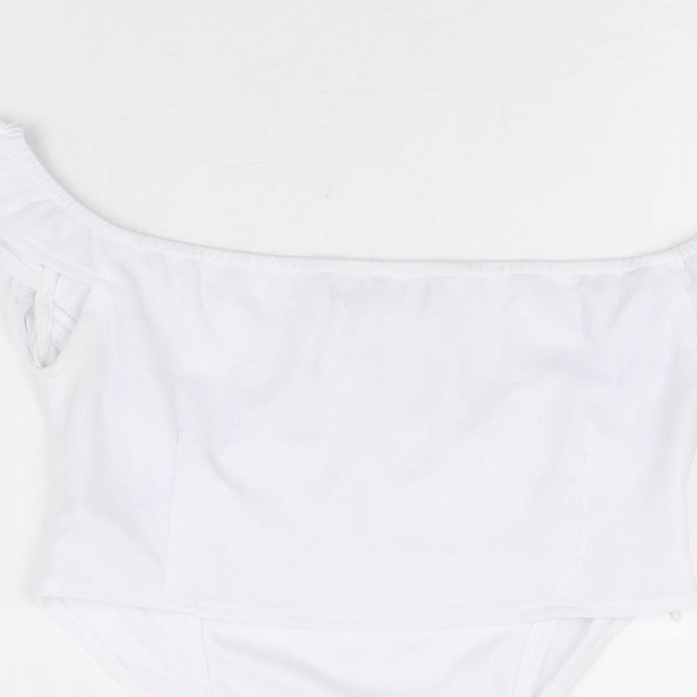 Womens UK Size 10 PRETTYLITTLETHING White Cropped T-Shirt